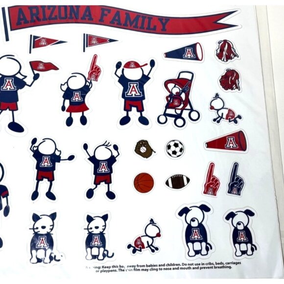 University Of Arizona Family Pack Peel & Stick Moveable Decals 28 pack for Car - Picture 4 of 4